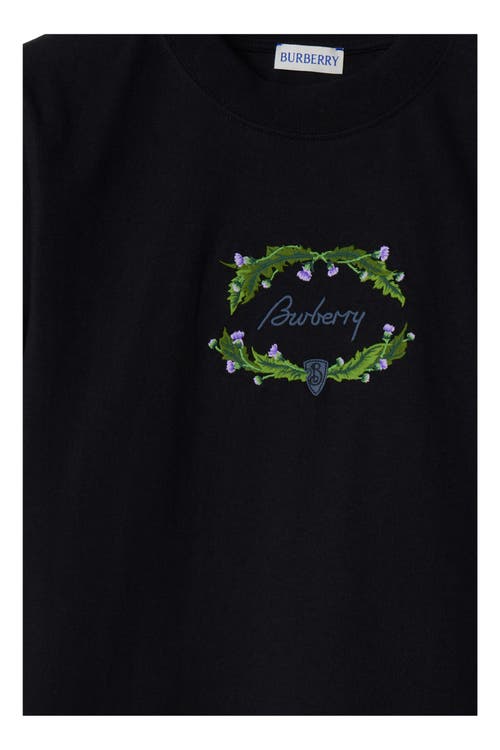 Burberry Logo-embroidered Cotton T-shirt In Coal