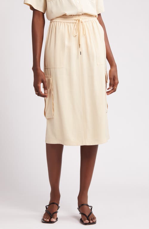 Drawstring Waist Utility Skirt in Beige Burnt