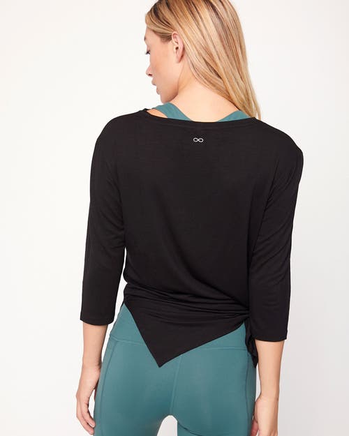 Shop Rebody Active Anen Side Tie 3/4 Sleeve Top In Metropolis Black