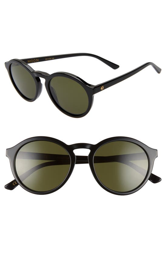Electric Moon 52mm Round Sunglasses In Gloss Black/ Grey