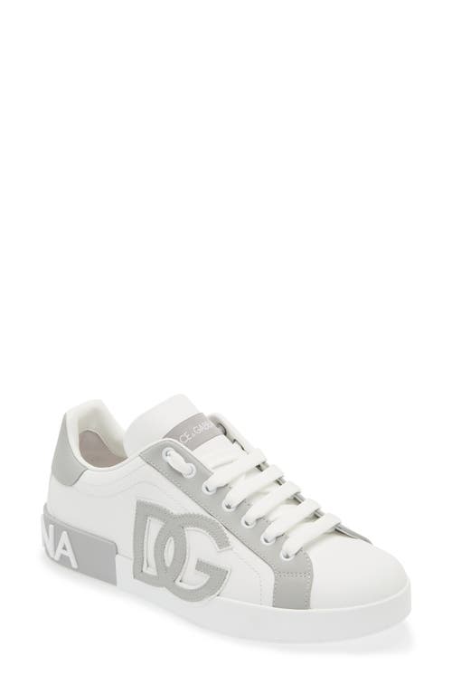 Dolce & Gabbana Dolce&gabbana Portofino Calfskin Sneaker In Bianco/bianco