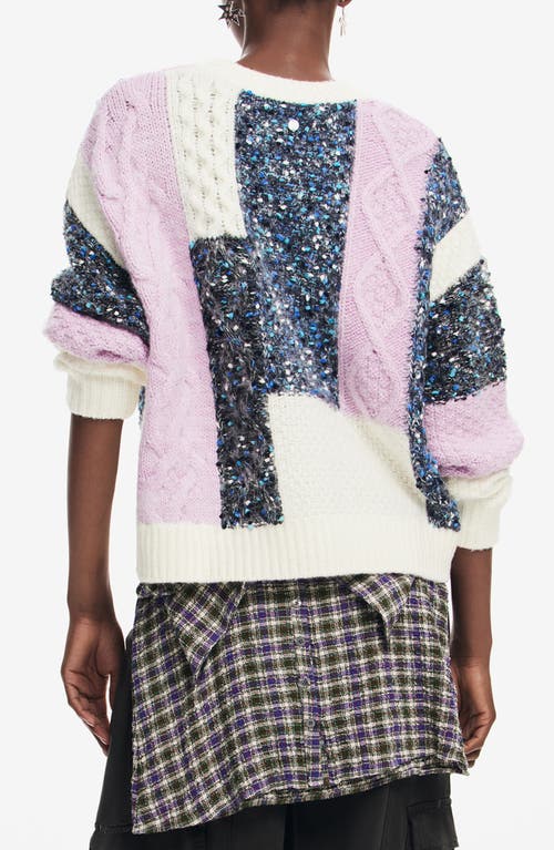 Desigual Edmonton Patchwork Sweater In White