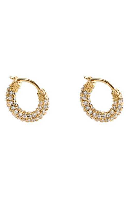 Pavé Cubic Zirconia Hoop Earrings in Gold