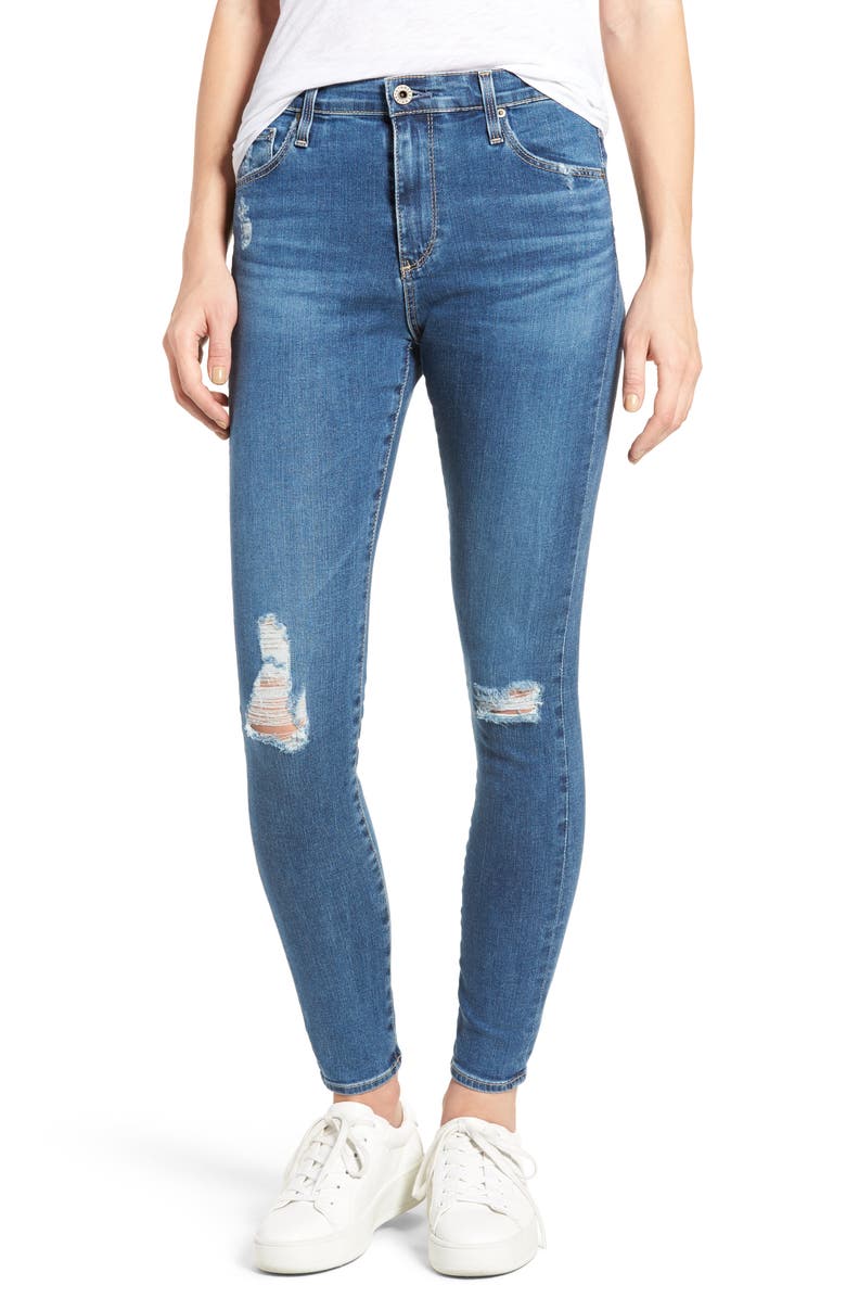 AG The Farrah High Waist Ankle Skinny Jeans (Interim Ripped) | Nordstrom