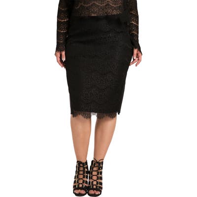 Plus Size Standards & Practices Tori Lace Overlay Pencil Skirt
