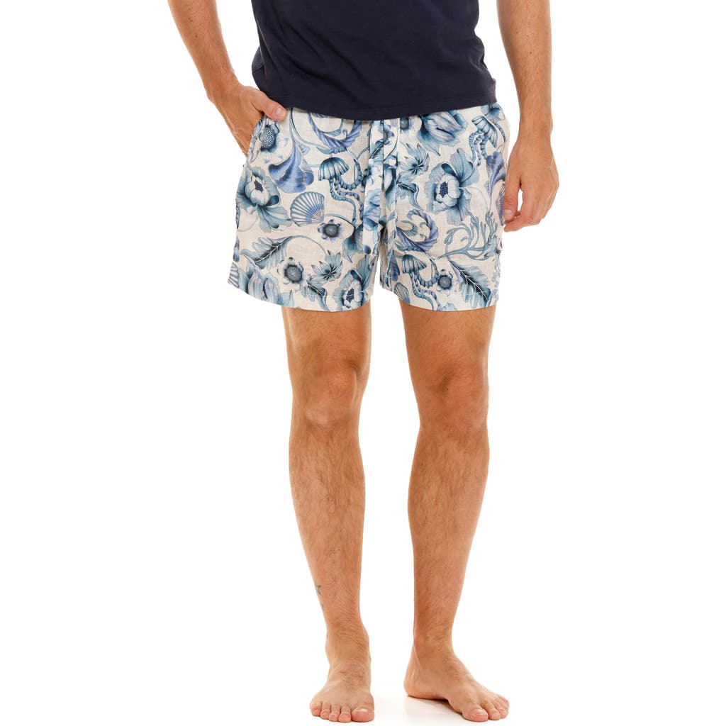The Lazy Poet Ben Blue Medusa Linen Pajama Shorts