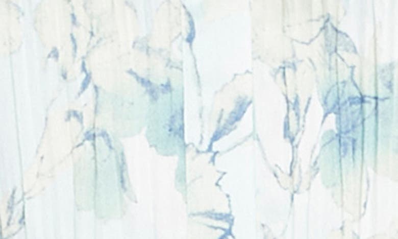 Vince Floral Crushed Satin Blouse In Pale Lagoon