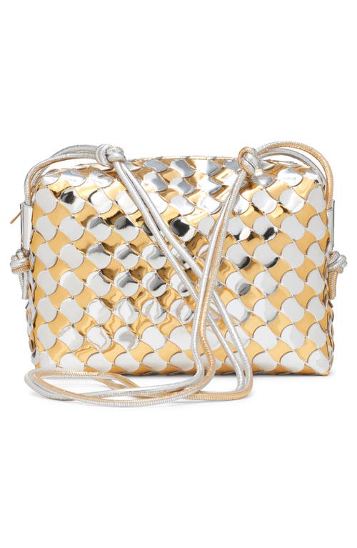 Shop Bottega Veneta Small Pavimento Metallic Leather Crossbody Bag In Silver/gold