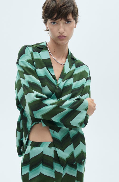 Mango Print Pull-on Straight Leg Pants In Green