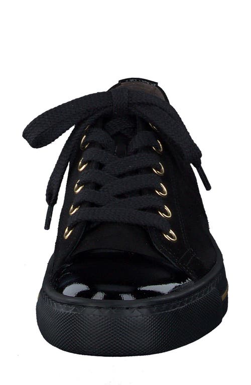 Shop Paul Green Sophie Sneaker In Black Suede Patent Combo