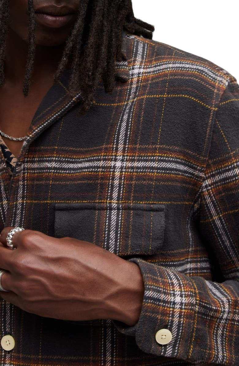 AllSaints Isonde Relaxed Fit Plaid Cotton Flannel Button-Up Shirt, Alternate, color, 