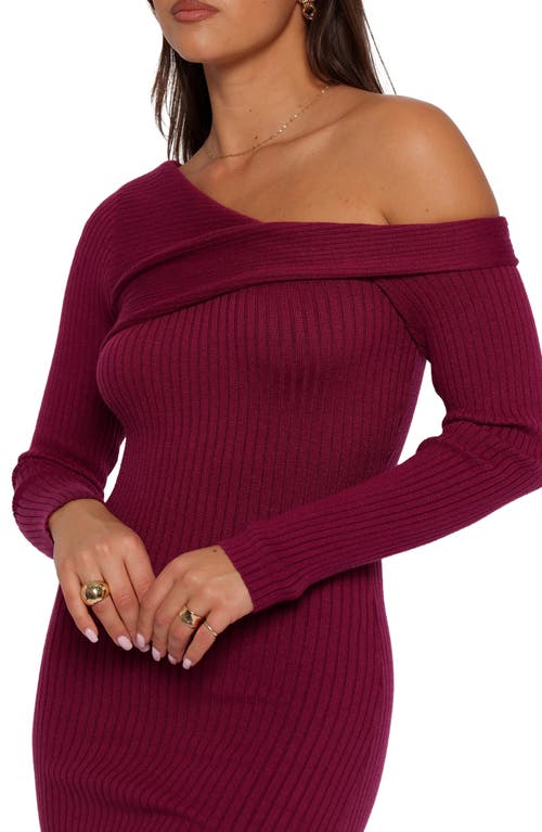 Petal And Pup Petal & Pup Cammie One-shoulder Long Sleeve Sweater Dress In Purple