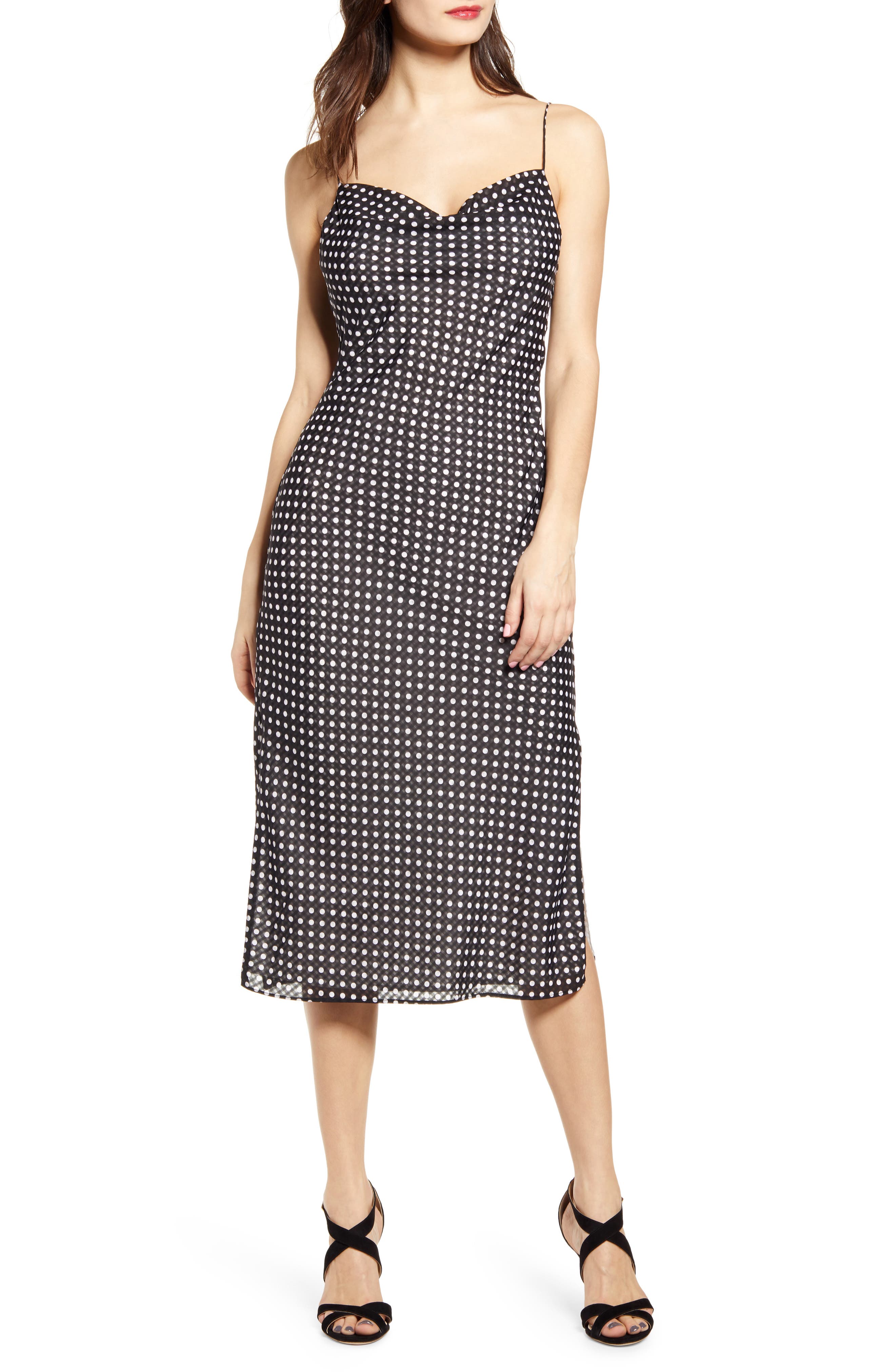 Endless Rose Polka Dot Midi Dress, Black