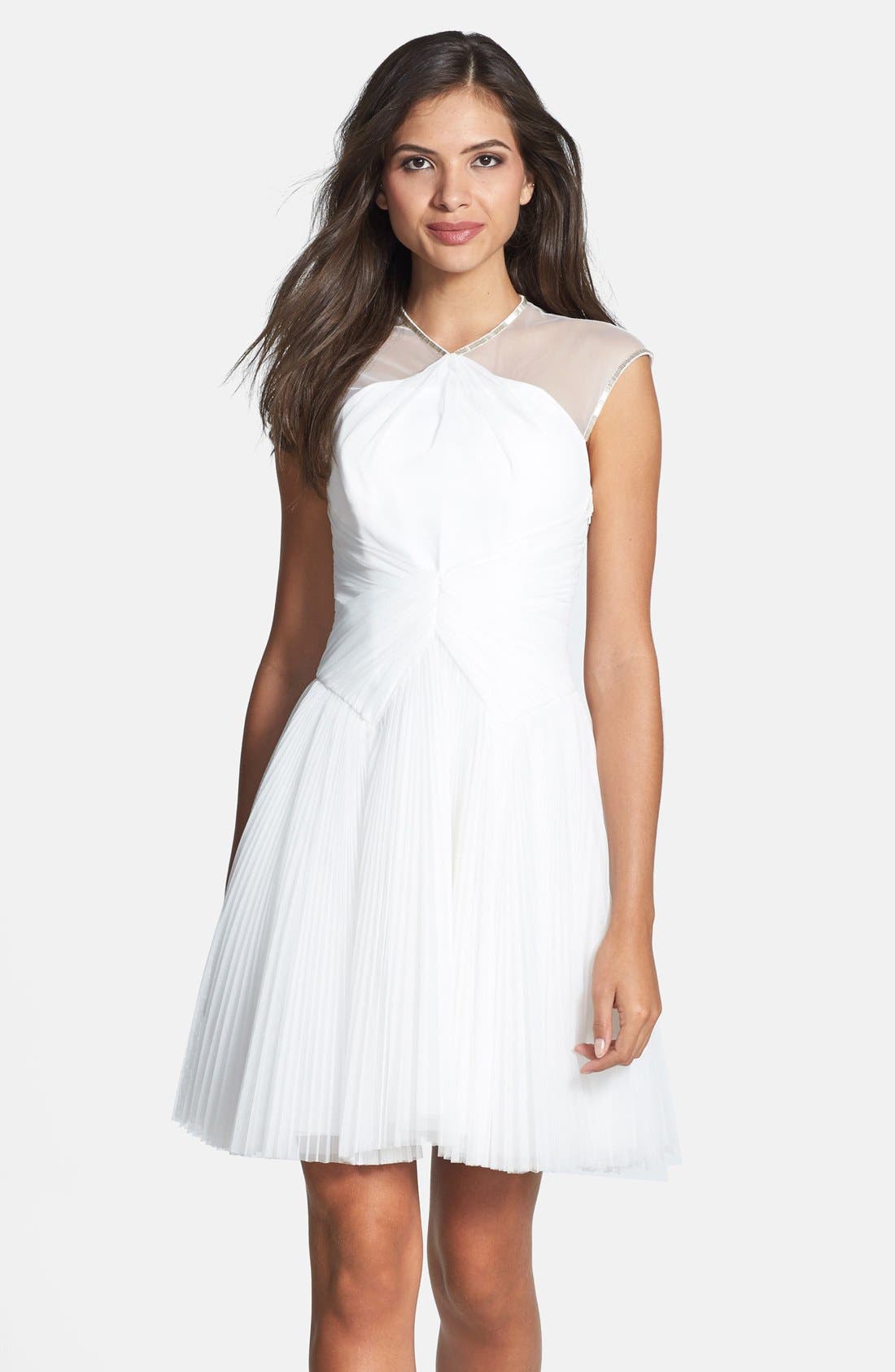 Ted Baker London 'Trixxy' Illusion Yoke Pleat Tulle Fit & Flare Dress | Nordstrom