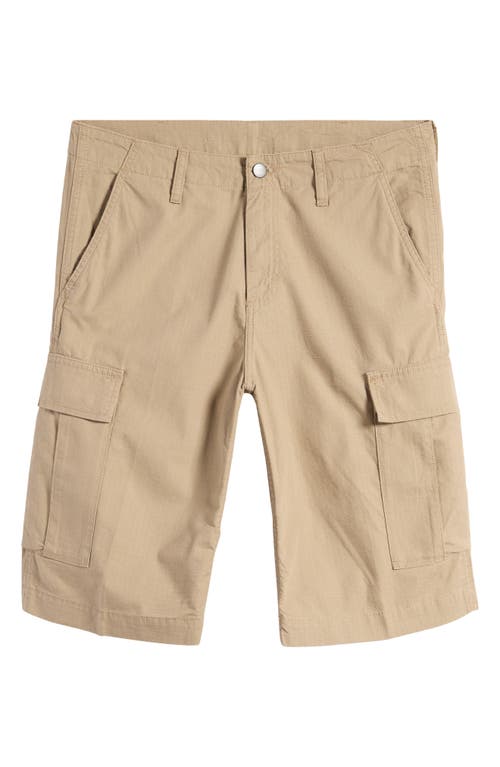 Shop Carhartt Work In Progress Cotton Ripstop Cargo Shorts In Leather Rinsed