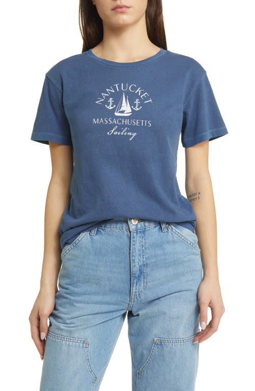 Nantucket Sailing Cotton Graphic T-Shirt in Washed Medieval Blue