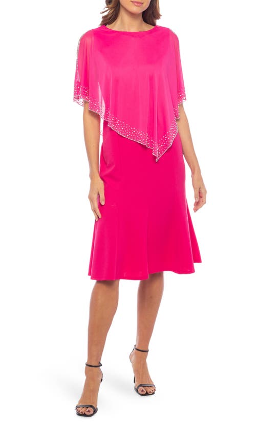 Marina One-piece Chiffon Overlay Dress In Fuchsia