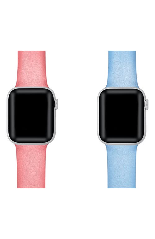 The Posh Tech Assorted 2-pack Silicone Apple Watch® Watchbands In Coral/light Blue