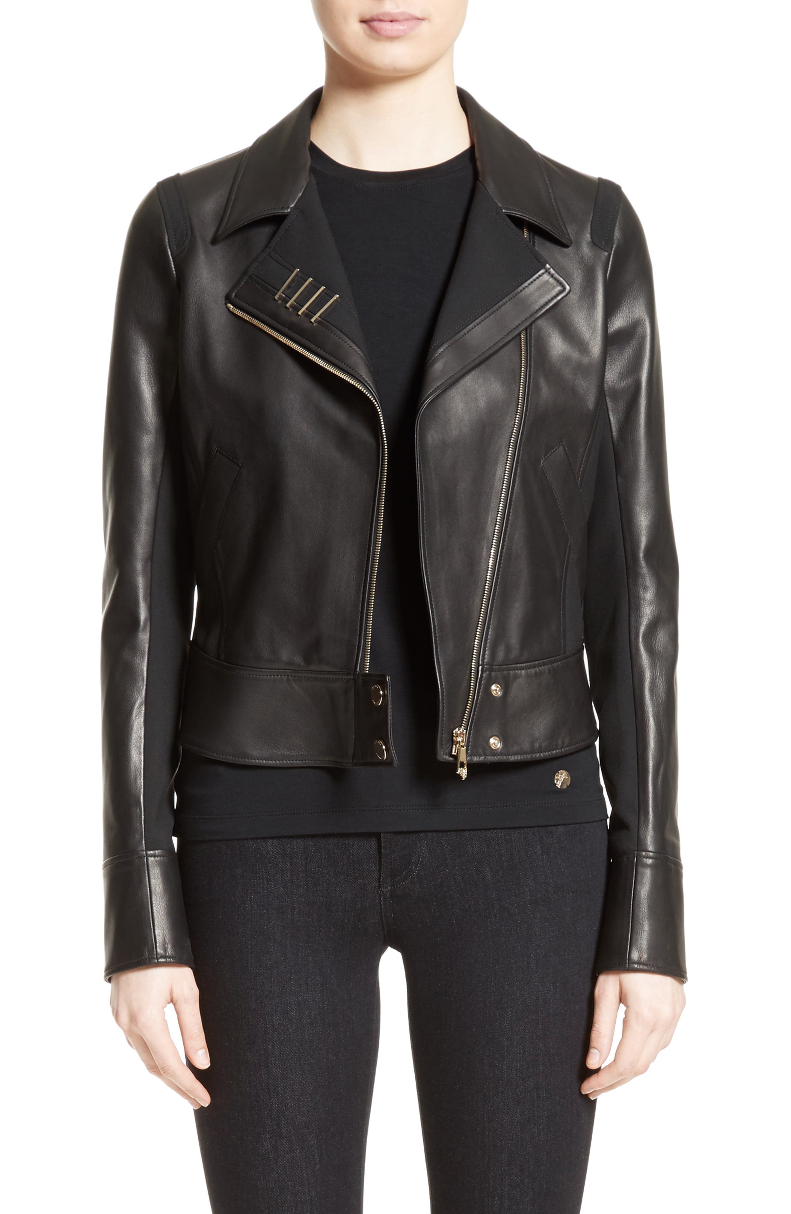 Versace Collection Asymmetrical Zip Leather Jacket Nordstrom