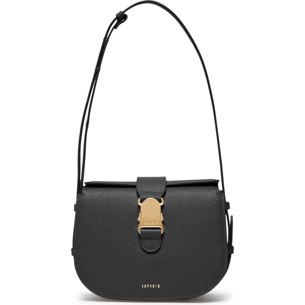 Senreve Cadence Crossbody Pebbled Leather Handbag In Noir