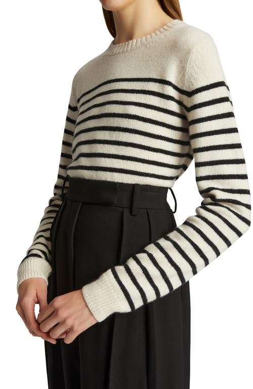 Shop Khaite Diletta Cashmere Crewneck Sweater In Magnolia/black