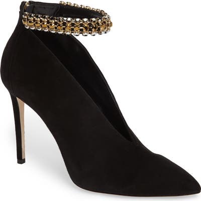 Jimmy Choo Lux Embellished Ankle Strap Bootie, Black