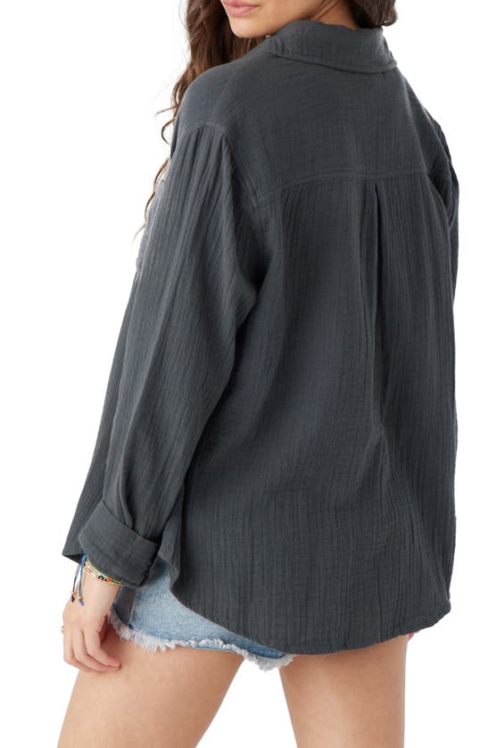 Shop O'neill Leni Cotton Gauze Button-up Shirt In Slate