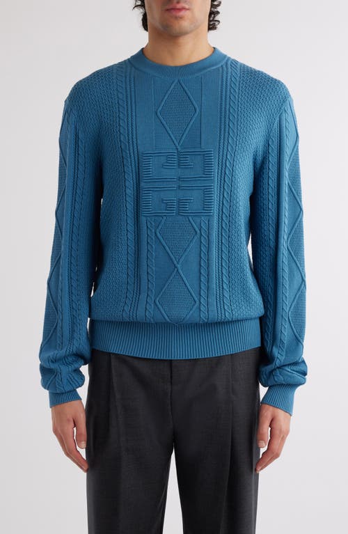 Givenchy Mixed Stitch Cotton Crewneck Sweater Steel Blue at Nordstrom,