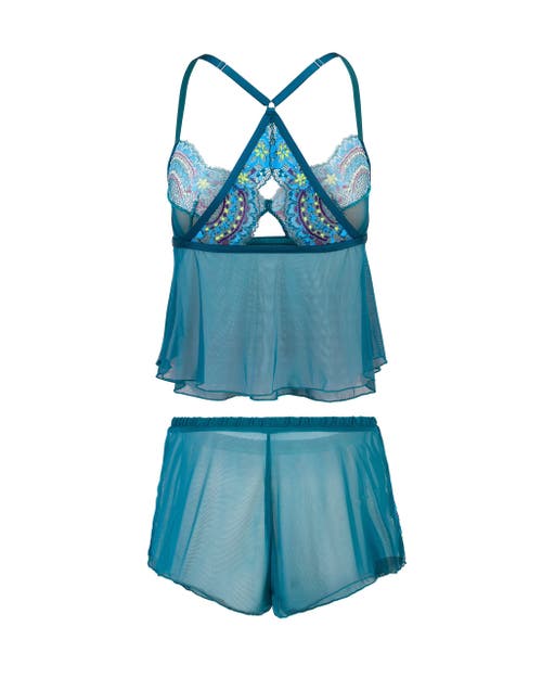 Shop Adore Me Blake Camisole & Shorts Set Lingerie In Floral Blue