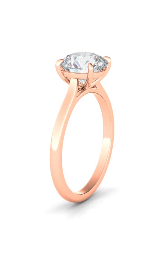 Hautecarat Round Lab Created Diamond 18k Gold Ring In 18k Rose Gold