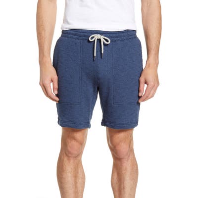 Faherty Interloop Herringbone Knit Shorts, Blue