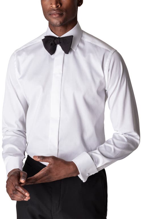 Eton Slim Fit Twill Fly Front Tuxedo Shirt White at Nordstrom,