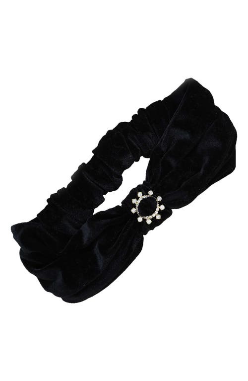 Velvet Crystal Headband in Black