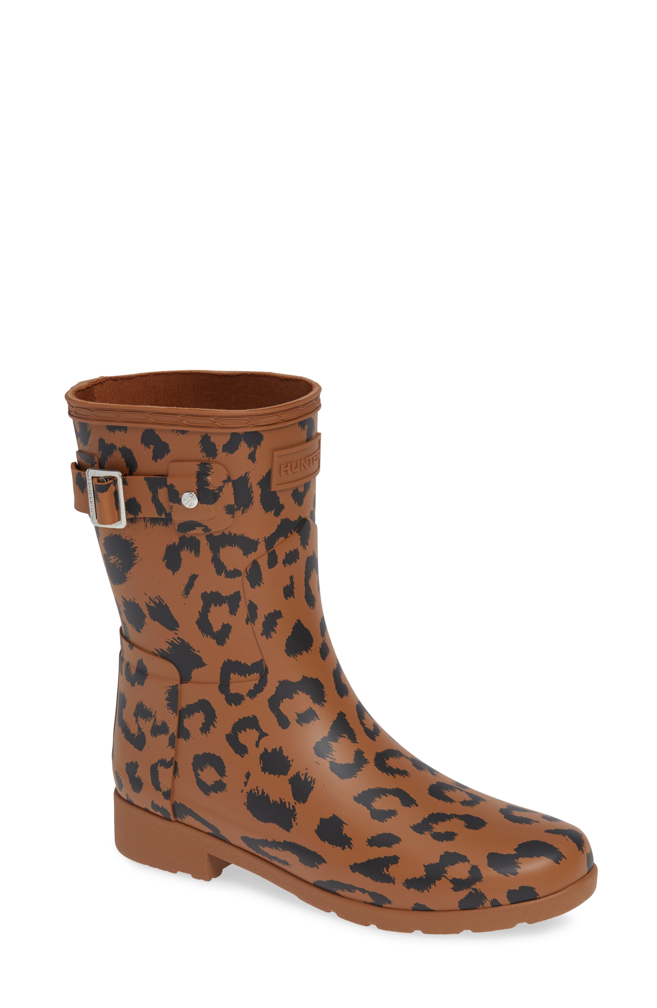 short leopard rain boots