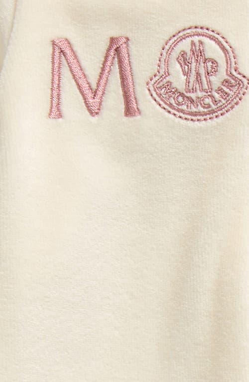Moncler Kids' Velour Full Zip Graphic Hoodie & Sweatpants Set In White