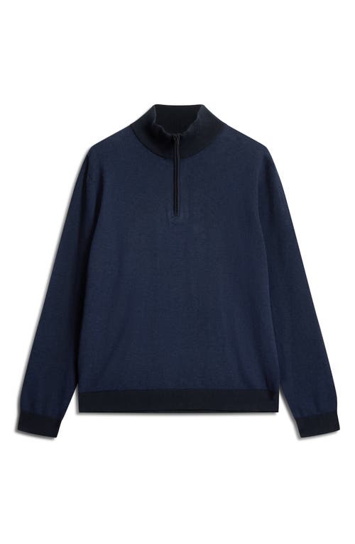 Shop John Varvatos Grand Birdseye Half-zip Cotton & Cashmere Pullover In Navy