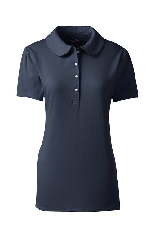 Lands' End School Uniform Short Sleeve Peter Pan Collar Polo Shirt In Classic Navy