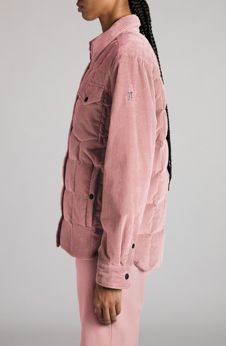 Moncler Grenoble Paulet Corduroy Quilted Shirt Jacket, Alternate, color, Pink