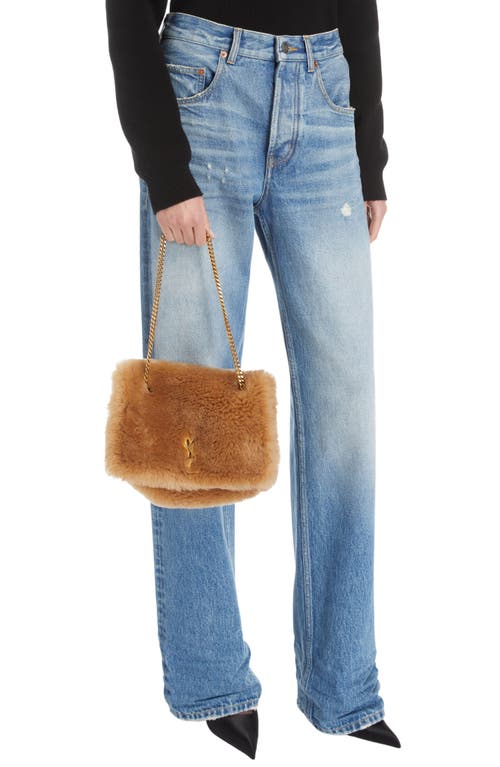 Saint Laurent Kate Small Reversible Shearling Shoulder Bag In Ecru/dark Brown