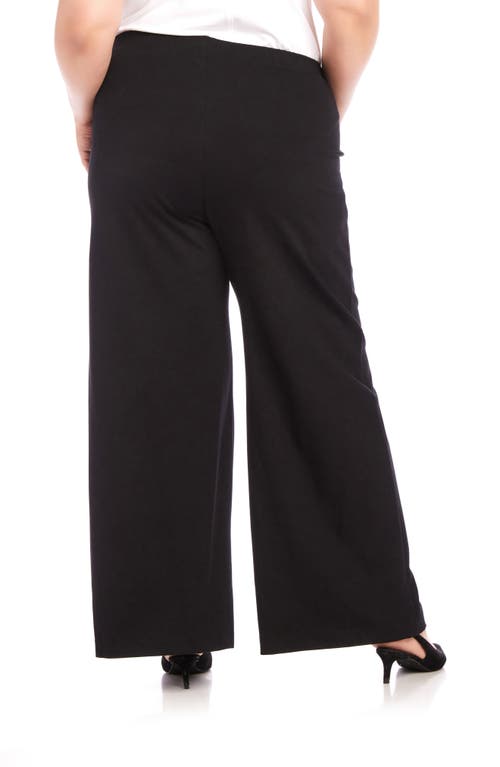 Karen Kane Pintuck Crop Wide Leg Pants In Black