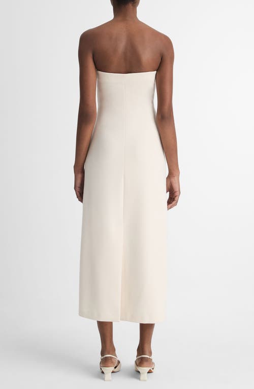 Shop Vince Ruched Strapless Midi Dress In Off White