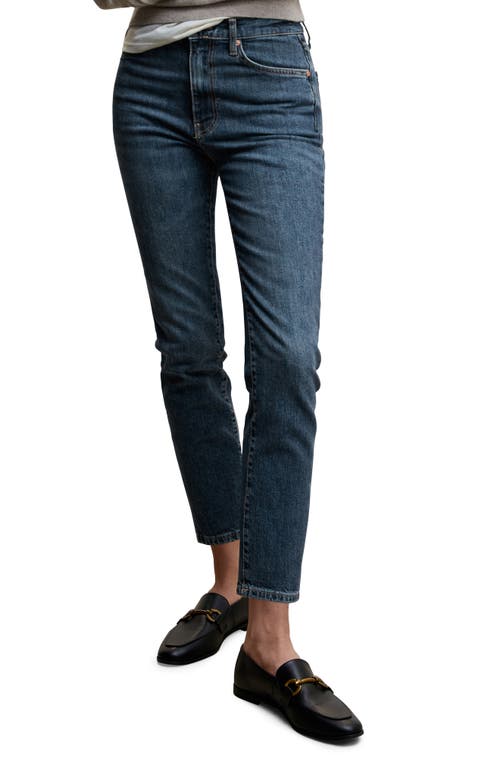 MANGO High Waist Crop Slim Jeans in Open Blue at Nordstrom, Size 6