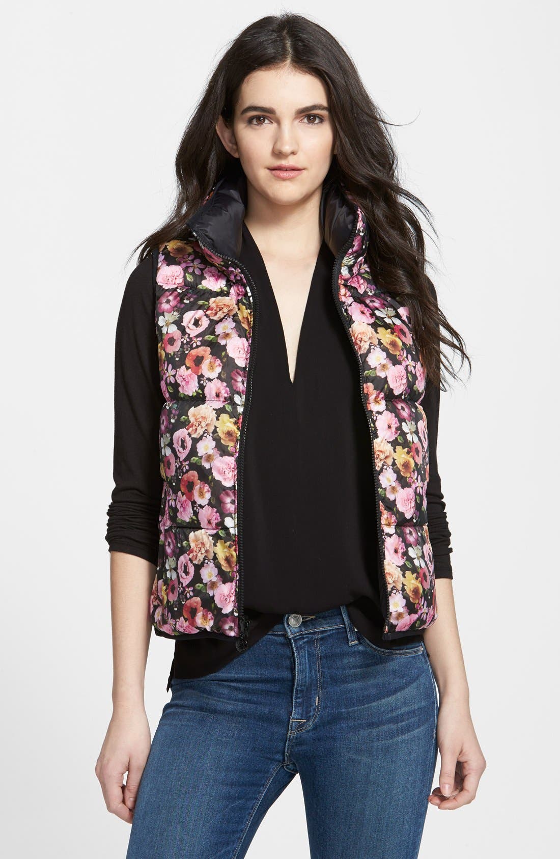 Betsey Johnson Floral Print Quilted Vest | Nordstrom