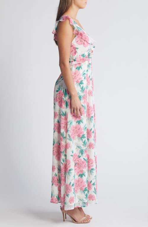 Shop Lulus Sensational Spring Floral Maxi Dress In White/pink/green