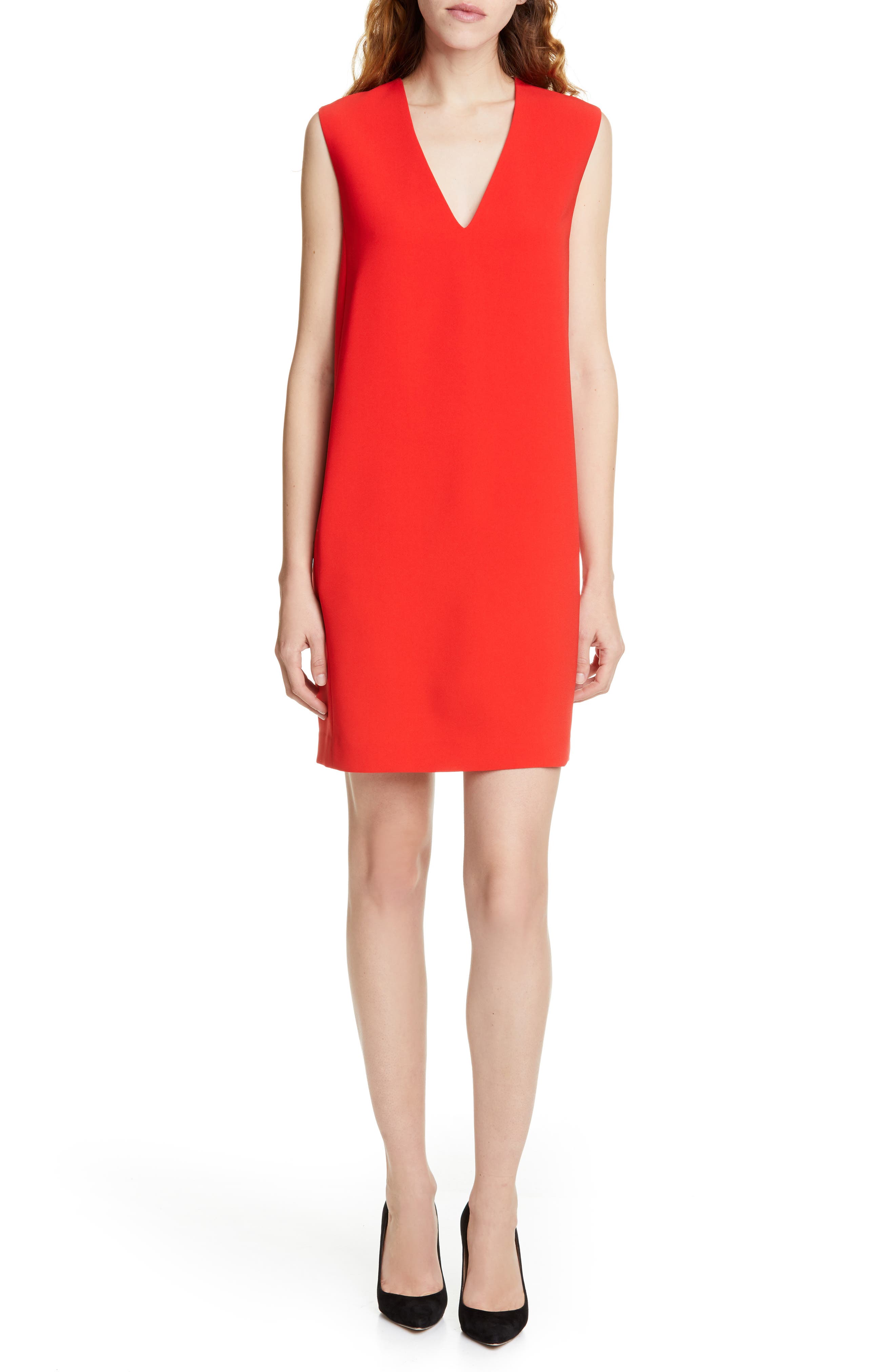 Judith & Charles Edwin V-Neck Shift Dress, Red