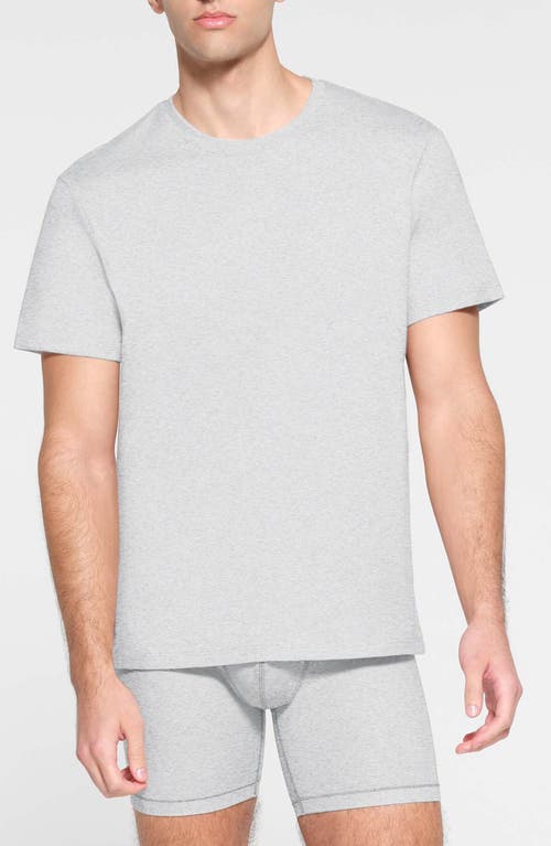 Shop Skims Classic Cotton Crewneck T-shirt In Light Heather Grey