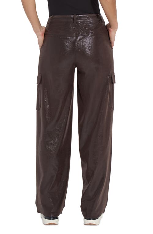 Lyssé Callie Patent Foil Vegan Suede Pants In Liquid Mocha In Liquid Mocha