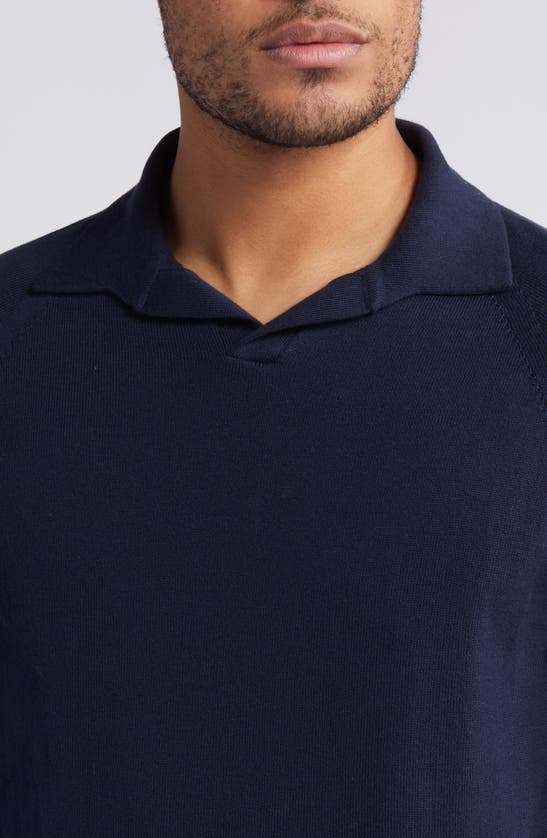 Shop Peregrine Emery 2.0 Organic Cotton Johnny Collar Polo In Navy