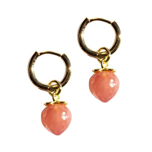 Seree Harvest Strawberry Jade Stone Charm Earrings In Pink