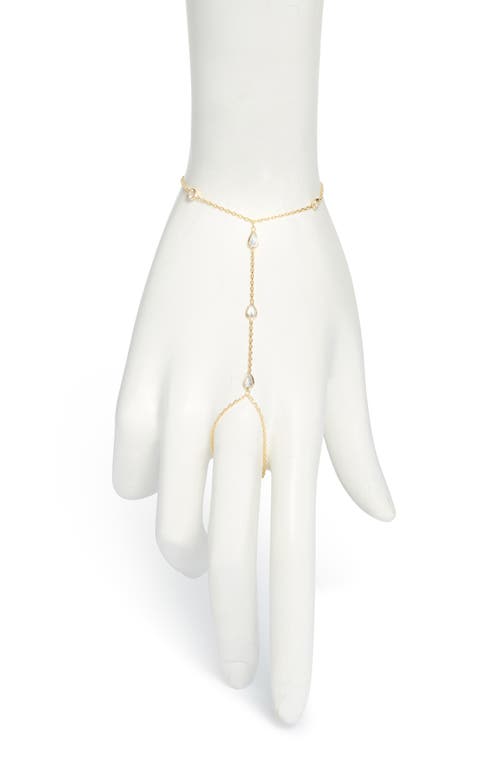 Shymi Cubic Zirconia Station Hand Chain In Gold/white